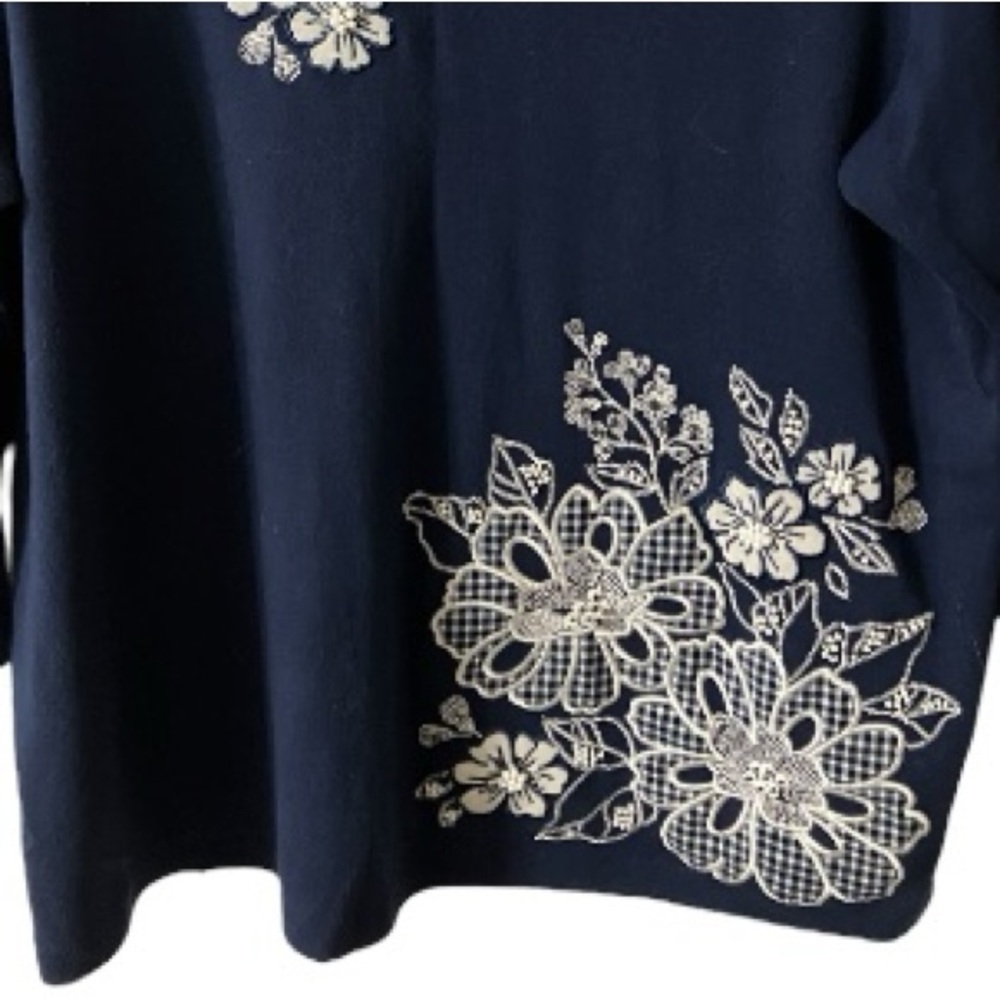 ALFRED DUNNER Top, NWOT, Heavily Embroidered, Embellished, Sz L, Floral - Picture 6 of 10